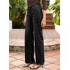 image:imageSidefeel Wide Leg Jeans for Women High Waisted Stretchy Jeans Straight Leg Trendy Patchwork Denim Pants with Oversized FitBlack