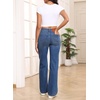 image:imageSidefeel Wide Leg Jeans for Women High Waisted Stretchy Jeans Straight Leg Trendy Patchwork Denim Pants with Oversized FitBlue