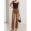 image:imageSidefeel Wide Leg Jeans for Women High Waisted Stretchy Jeans Straight Leg Trendy Patchwork Denim Pants with Oversized FitBrown