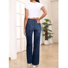 image:imageSidefeel Wide Leg Jeans for Women High Waisted Stretchy Jeans Straight Leg Trendy Patchwork Denim Pants with Oversized FitDark Blue