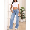 image:imageSidefeel Wide Leg Jeans for Women High Waisted Stretchy Jeans Straight Leg Trendy Patchwork Denim Pants with Oversized FitIceland Blue