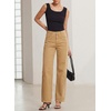 image:imageSidefeel Wide Leg Jeans for Women High Waisted Stretchy Jeans Straight Leg Trendy Patchwork Denim Pants with Oversized FitKhaki