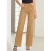 image:imageSidefeel Wide Leg Jeans for Women High Waisted Stretchy Jeans Straight Leg Trendy Patchwork Denim Pants with Oversized FitKhaki