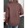 image:imageSidefeel Women Denim Shirts Oversized Long Sleeve Button Down Blouse V Neck Casual Top ShacketsBrown