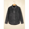 image:imageSidefeel Women Denim Shirts Oversized Long Sleeve Button Down Blouse V Neck Casual Top ShacketsGray