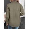 image:imageSidefeel Women Denim Shirts Oversized Long Sleeve Button Down Blouse V Neck Casual Top ShacketsGreen