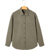 image:imageSidefeel Women Denim Shirts Oversized Long Sleeve Button Down Blouse V Neck Casual Top ShacketsGreen