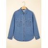 image:imageSidefeel Women Denim Shirts Oversized Long Sleeve Button Down Blouse V Neck Casual Top ShacketsLight Blue