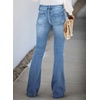 image:imageSidefeel Women Destroyed Raw Hem Washed Jeans Distressed Slim Fit Denim PantsLight Blue
