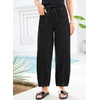 image:imageSidefeel Womens Baggy Wide Leg Jeans Elastic Waist Drawstring Front Seam Ankle High Waisted Barrel JeansBlack