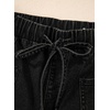 image:imageSidefeel Womens Baggy Wide Leg Jeans Elastic Waist Drawstring Front Seam Ankle High Waisted Barrel JeansBlack