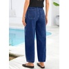 image:imageSidefeel Womens Baggy Wide Leg Jeans Elastic Waist Drawstring Front Seam Ankle High Waisted Barrel JeansBluing
