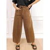 image:imageSidefeel Womens Baggy Wide Leg Jeans Elastic Waist Drawstring Front Seam Ankle High Waisted Barrel JeansBrown