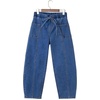 image:imageSidefeel Womens Baggy Wide Leg Jeans Elastic Waist Drawstring Front Seam Ankle High Waisted Barrel JeansDark Blue