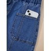 image:imageSidefeel Womens Baggy Wide Leg Jeans Elastic Waist Drawstring Front Seam Ankle High Waisted Barrel JeansDark Blue