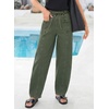 image:imageSidefeel Womens Baggy Wide Leg Jeans Elastic Waist Drawstring Front Seam Ankle High Waisted Barrel JeansGreen