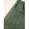 image:imageSidefeel Womens Baggy Wide Leg Jeans Elastic Waist Drawstring Front Seam Ankle High Waisted Barrel JeansGreen