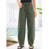 image:imageSidefeel Womens Baggy Wide Leg Jeans Elastic Waist Drawstring Front Seam Ankle High Waisted Barrel JeansGreen