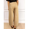 image:imageSidefeel Womens Baggy Wide Leg Jeans Elastic Waist Drawstring Front Seam Ankle High Waisted Barrel JeansKhaki