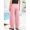 image:imageSidefeel Womens Baggy Wide Leg Jeans Elastic Waist Drawstring Front Seam Ankle High Waisted Barrel JeansPink