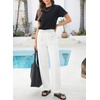 image:imageSidefeel Womens Baggy Wide Leg Jeans Elastic Waist Drawstring Front Seam Ankle High Waisted Barrel JeansWhite