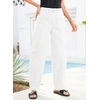 image:imageSidefeel Womens Baggy Wide Leg Jeans Elastic Waist Drawstring Front Seam Ankle High Waisted Barrel JeansWhite