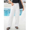 image:imageSidefeel Womens Baggy Wide Leg Jeans Elastic Waist Drawstring Front Seam Ankle High Waisted Barrel JeansWhite