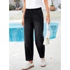 image:imageSidefeel Womens Barrel Jeans High Waisted Elastic Stretchy Baggy Wide Leg Jeans Trendy Patchwork Loose Ankle Denim PantsBlack