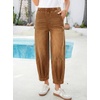 image:imageSidefeel Womens Barrel Jeans High Waisted Elastic Stretchy Baggy Wide Leg Jeans Trendy Patchwork Loose Ankle Denim PantsBrown