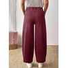 image:imageSidefeel Womens Barrel Jeans High Waisted Elastic Stretchy Baggy Wide Leg Jeans Trendy Patchwork Loose Ankle Denim PantsBurgundy