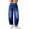 image:imageSidefeel Womens Barrel Jeans High Waisted Elastic Stretchy Baggy Wide Leg Jeans Trendy Patchwork Loose Ankle Denim PantsDark Blue