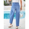 image:imageSidefeel Womens Barrel Jeans High Waisted Elastic Stretchy Baggy Wide Leg Jeans Trendy Patchwork Loose Ankle Denim PantsIceland Blue