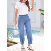 image:imageSidefeel Womens Barrel Jeans High Waisted Elastic Stretchy Baggy Wide Leg Jeans Trendy Patchwork Loose Ankle Denim PantsIceland Blue