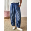 image:imageSidefeel Womens Barrel Jeans High Waisted Elastic Stretchy Baggy Wide Leg Jeans Trendy Patchwork Loose Ankle Denim PantsLight Blue