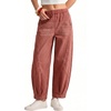 image:imageSidefeel Womens Barrel Jeans High Waisted Elastic Stretchy Baggy Wide Leg Jeans Trendy Patchwork Loose Ankle Denim PantsMineral Red