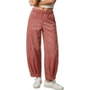 image:imageSidefeel Womens Barrel Jeans High Waisted Elastic Stretchy Baggy Wide Leg Jeans Trendy Patchwork Loose Ankle Denim PantsMineral Red