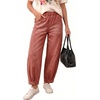 image:imageSidefeel Womens Barrel Jeans High Waisted Elastic Stretchy Baggy Wide Leg Jeans Trendy Patchwork Loose Ankle Denim PantsMineral Red