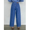 image:imageSidefeel Womens Barrel Jeans High Waisted Stretchy Drawstring Ankle Tapered Denim Pants with PocketsDark Blue