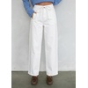 image:imageSidefeel Womens Barrel Jeans High Waisted Stretchy Drawstring Ankle Tapered Denim Pants with PocketsWhite