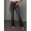 image:imageSidefeel Womens Bell Bottom Flare Jeans High Waisted Stretchy Ripped Distressed Raw Hem Denim Pants with PocketsBlack