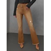 image:imageSidefeel Womens Bell Bottom Flare Jeans High Waisted Stretchy Ripped Distressed Raw Hem Denim Pants with PocketsBrown