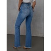 image:imageSidefeel Womens Bell Bottom Flare Jeans High Waisted Stretchy Ripped Distressed Raw Hem Denim Pants with PocketsDark Blue