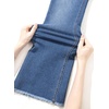 image:imageSidefeel Womens Bell Bottom Flare Jeans High Waisted Stretchy Ripped Distressed Raw Hem Denim Pants with PocketsDark Blue