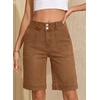 image:imageSidefeel Womens Bermuda Jean Shorts High Waisted Tummy Control Stretchy Denim Shorts with PocketsBrown