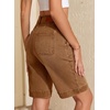 image:imageSidefeel Womens Bermuda Jean Shorts High Waisted Tummy Control Stretchy Denim Shorts with PocketsBrown