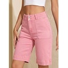 image:imageSidefeel Womens Bermuda Jean Shorts High Waisted Tummy Control Stretchy Denim Shorts with PocketsPink