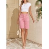 image:imageSidefeel Womens Bermuda Jean Shorts High Waisted Tummy Control Stretchy Denim Shorts with PocketsPink