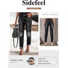 image:imageSidefeel Womens Boyfriend Jeans Stretchy Ripped Distressed Zimbaplatinum Denim PantsAblack