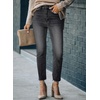 image:imageSidefeel Womens Boyfriend Jeans Stretchy Ripped Distressed Zimbaplatinum Denim PantsC Black