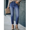 image:imageSidefeel Womens Boyfriend Jeans Stretchy Ripped Distressed Zimbaplatinum Denim PantsC Dark Blue
